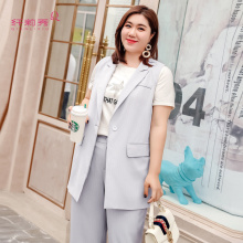 纤莉秀2018夏装新款大码女装胖mm斜纹西装简约时尚修身帅性套装图片