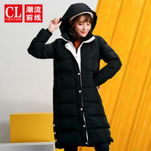 潮流前线2018年冬装新品女款时尚韩版长款休闲宽松可拆卸帽棉服潮图片