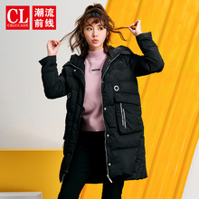 潮流前线2018冬季新品韩版连帽宽松长款羽绒服外套女灰鸭绒保暖潮图片