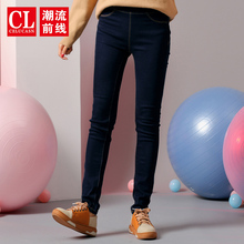 潮流前线2018冬装新品韩版女牛仔橡筋长裤铅笔裤青少年学生女裤子图片