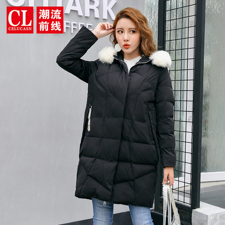 N潮流前线2018冬装新品棉服外套女中长款纯色休闲棉衣外套韩版潮商品大图