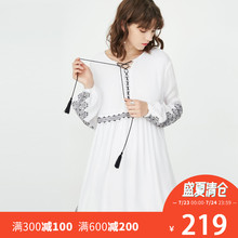 117307525 连衣裙女 刺绣系带宽松长袖 ONLY新款