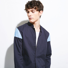 【3免1】Jack Jones/杰克琼斯纯棉拼接小立领衬衫衣217305505