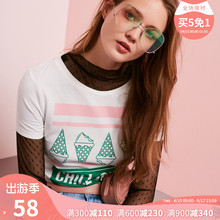 ins潮白色百搭短袖 118101628 t恤女季 2019新款 绫致ONLY春夏装