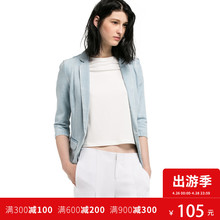 116255002 西服西装 修身 女E 牛仔七分袖 ONLY含棉开衩七分袖