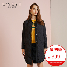 朗文斯汀女装2018冬季新品时尚百搭纯色外套V领长袖中长款羽绒服图片