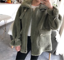 海宁皮草外套 2019反季复合皮毛一体真皮羊剪绒羔毛大衣女机车短款