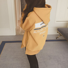 慵懒风上衣韩版chic外套冷系女装学院加绒女复古宽松连帽polo卫衣图片
