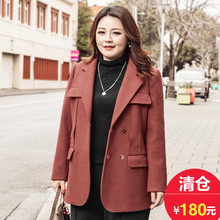 加大码 胖妹妹冬装 清仓180元 翻驳领工装 女装 呢子外套M1843163