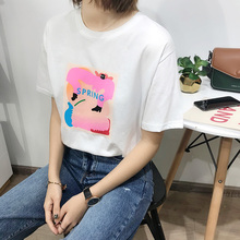 韩裳良品韩国代购19夏earl grey圆领可爱卡通印花短袖T恤女NCT120