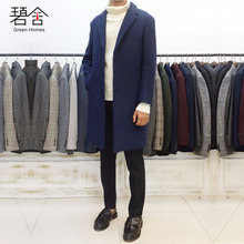 断码男装秋冬中长款毛呢外套韩版青年双面绒单排扣男士呢子大衣潮