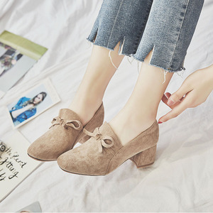 高跟鞋方头乐福鞋