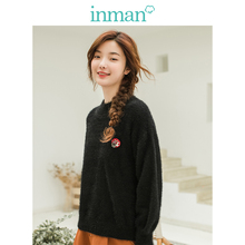 inman茵曼旗舰店复古文艺保暖套头毛衣女2018冬装新款打底针织衫图片