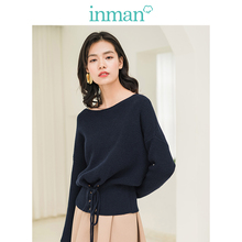 inman茵曼旗舰店绑带收腰显瘦套头毛衣2018秋冬装新款韩版针织衫图片