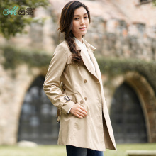 茵曼旗舰店女装2018春装新款净色纯棉翻领收腰百搭风衣外套女图片