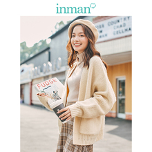 inman茵曼旗舰店针织开衫短款毛衣2018秋冬装新款长袖外搭小外套图片