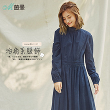 茵曼旗舰店2018秋装新款纯棉长袖连衣裙女装裙子图片