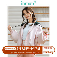 茵曼2018冬装新款INS风少女心撞色落肩长袖外套女F1884042753图片