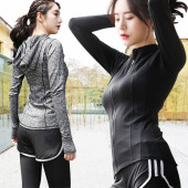 网红运动上衣女长袖 训练瑜伽服外套健身服紧身显瘦健身衣速干跑步
