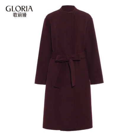GLORIA/歌莉娅女装2018冬季绑腰带双面呢大衣18CE6E850商品大图