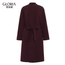 GLORIA/歌莉娅女装2018冬季绑腰带双面呢大衣18CE6E850图片