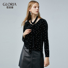 GLORIA/歌莉娅2018秋季丝绒印花上衣189K0E190图片