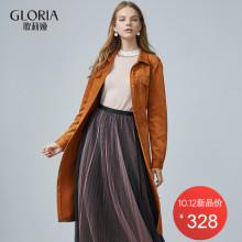GLORIA/歌莉娅女装2018秋季麂皮绒衬衫式连衣裙189C4E200图片