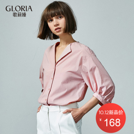 GLORIA/歌莉娅女装2018秋季泡泡袖梭织上衣188R3C030商品大图