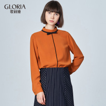 双11预|GLORIA/歌莉娅女装2018秋季蝴蝶结领口衬衫187E3E030图片