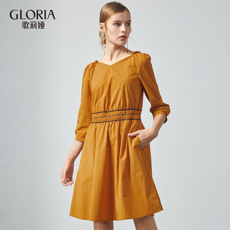 GLORIA/歌莉娅女装2018秋季收腰连衣裙188J4B43B商品大图