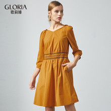 GLORIA/歌莉娅女装2018秋季收腰连衣裙188J4B43B图片
