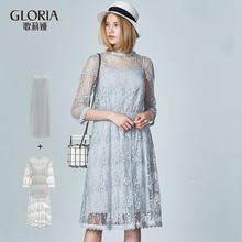 GLORIA/歌莉娅女装2018年秋季立领长袖印花连衣裙188R4D030图片