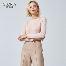 GLORIA/歌莉娅2018年冬季直身型木耳边领毛衫18CM5J510图片
