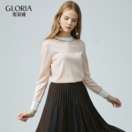 GLORIA/歌莉娅2018年秋季高领撞色上衣189C5J240商品大图