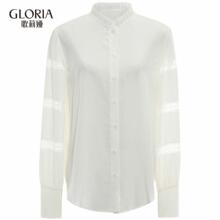 GLORIA/歌莉娅女装2018秋季桑蚕丝拼蕾丝衬衫189C3E110图片