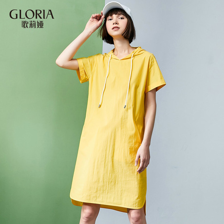 GLORIA/歌莉娅女装2018秋季短袖带帽连衣裙187J4B390商品大图