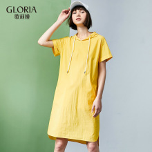 GLORIA/歌莉娅女装2018秋季短袖带帽连衣裙187J4B390图片
