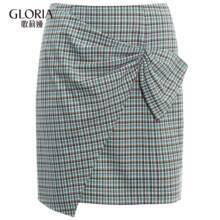 预售GLORIA/歌莉娅2018秋季A型立裁格纹短裙189E2A30D图片