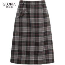 预售GLORIA/歌莉娅2018格纹A型不对称口袋盖半裙189E2A31A图片