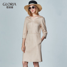 GLORIA/歌莉娅女装2018年秋季麂皮绒收腰连衣裙188R4D130图片