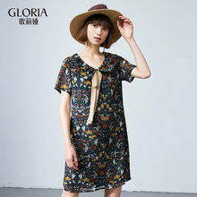 GLORIA/歌莉娅2018娃娃领印花连衣裙186E4C330图片