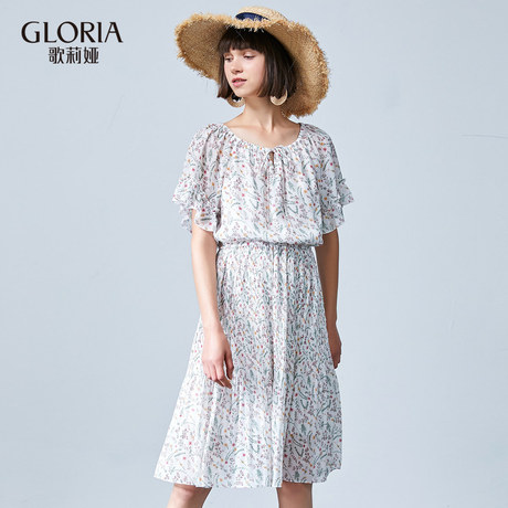 GLORIA/歌莉娅2018夏季印花连衣裙185K4BBD0商品大图