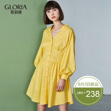 GLORIA/歌莉娅女装2018秋季泡泡袖衬衫式连衣裙188E4E360图片