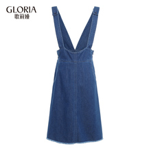 GLORIA/歌莉娅2018夏季背带牛仔中裙186C4A100图片