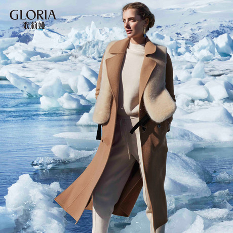 双11预|GLORIA/歌莉娅冬季新品修身长款双面呢外套17NR6E050商品大图
