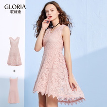 GLORIA/歌莉娅蕾丝无袖连衣裙小礼服两件套176K4A39B图片