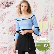 GLORIA/歌莉娅2018年春季方领喇叭袖毛衣182C5J090图片