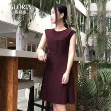 GLORIA/歌莉娅女装2018新品收腰散摆气质连衣裙子185E4A200图片