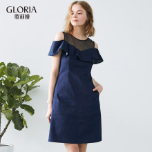 GLORIA/歌莉娅女装2018春季牛仔连衣裙183C4B13B图片