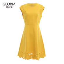 GLORIA/歌莉娅女装2018夏季镂空绣花X型连衣裙185C4B720图片